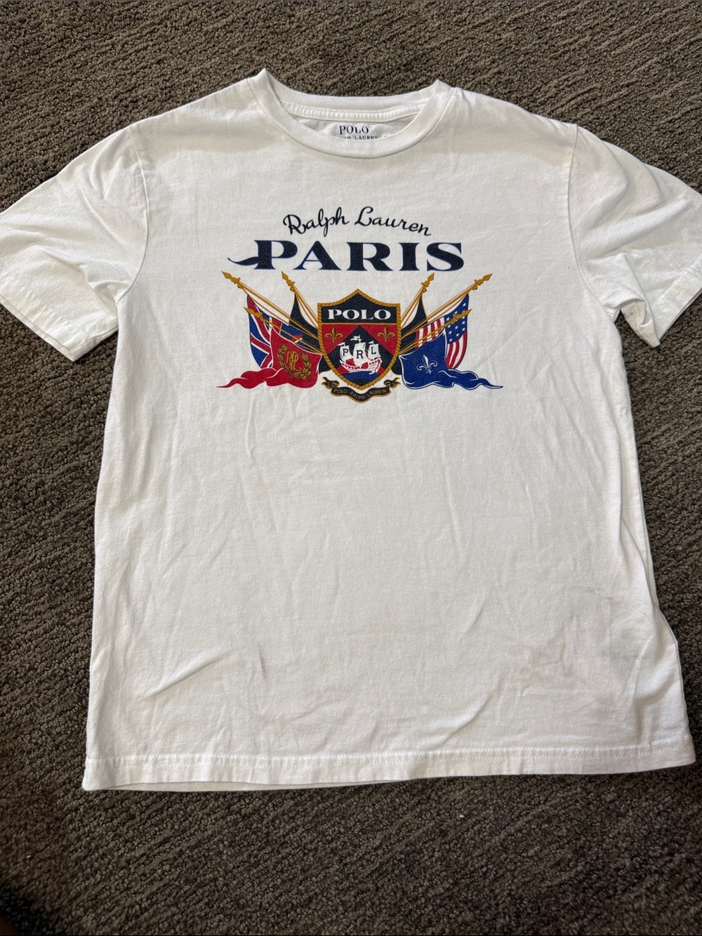 Ralph Lauren White Paris Polo Crest Graphic Tee